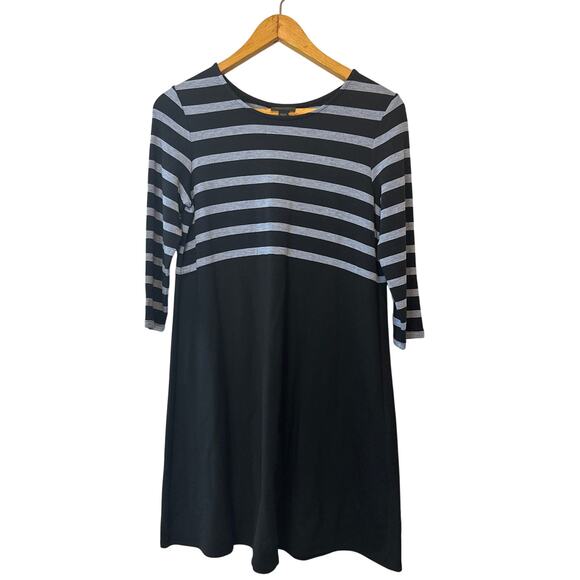 J.Jill Wearever Collection Navy & Light Blue Striped Swing Dress XS Petite - Picture 1 of 6